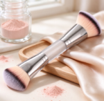 Dual-Ended Foundation Makeup Brush, Round and Angled Heads