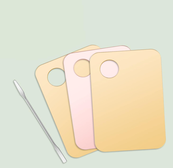 43.1 Stainless Steel Cosmetic Makeup Mixing Palette with Spatula - Image 1