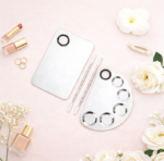 2-Piece Stainless Steel Makeup Mixing Palette Set with Spatulas for Foundation and Cosmetic Blending