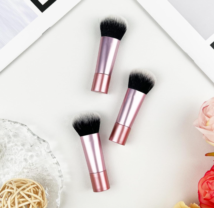 9.1 3-Piece Mini Multitask Face Makeup Brush Set for Blush, Bronzer and Setting Powder - Image 1